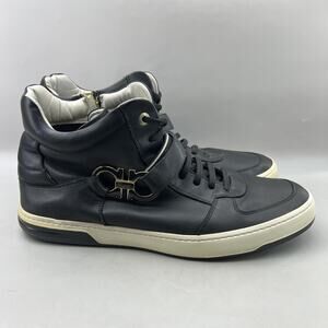 Salvatore Ferragamo Nayon Gancio Shoes Men Size 15 D Black High Strap Sneakers Salvatore Ferragamo Nayon 2 Ostrich High-Top Sneakers  main image 4